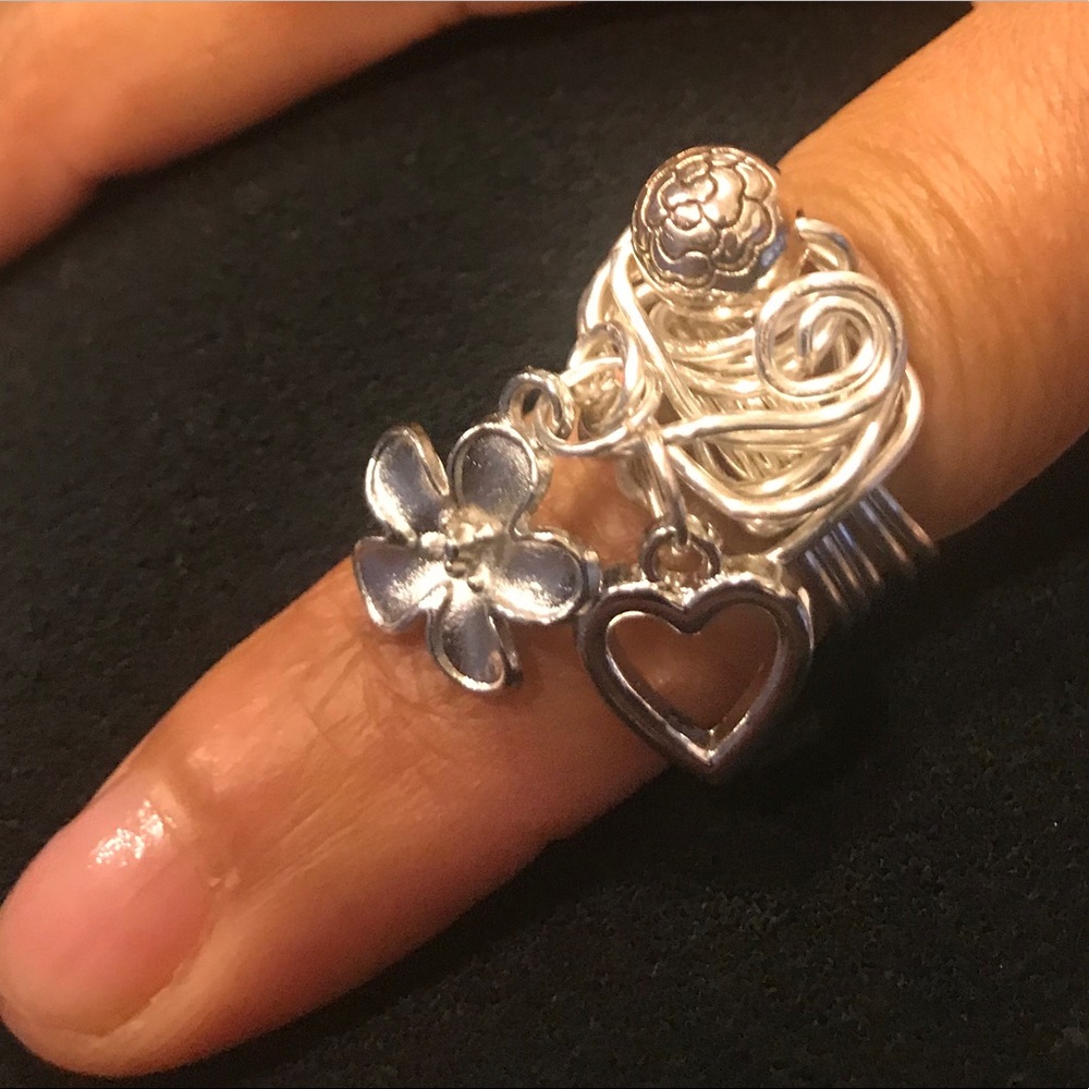 Silver charm ring